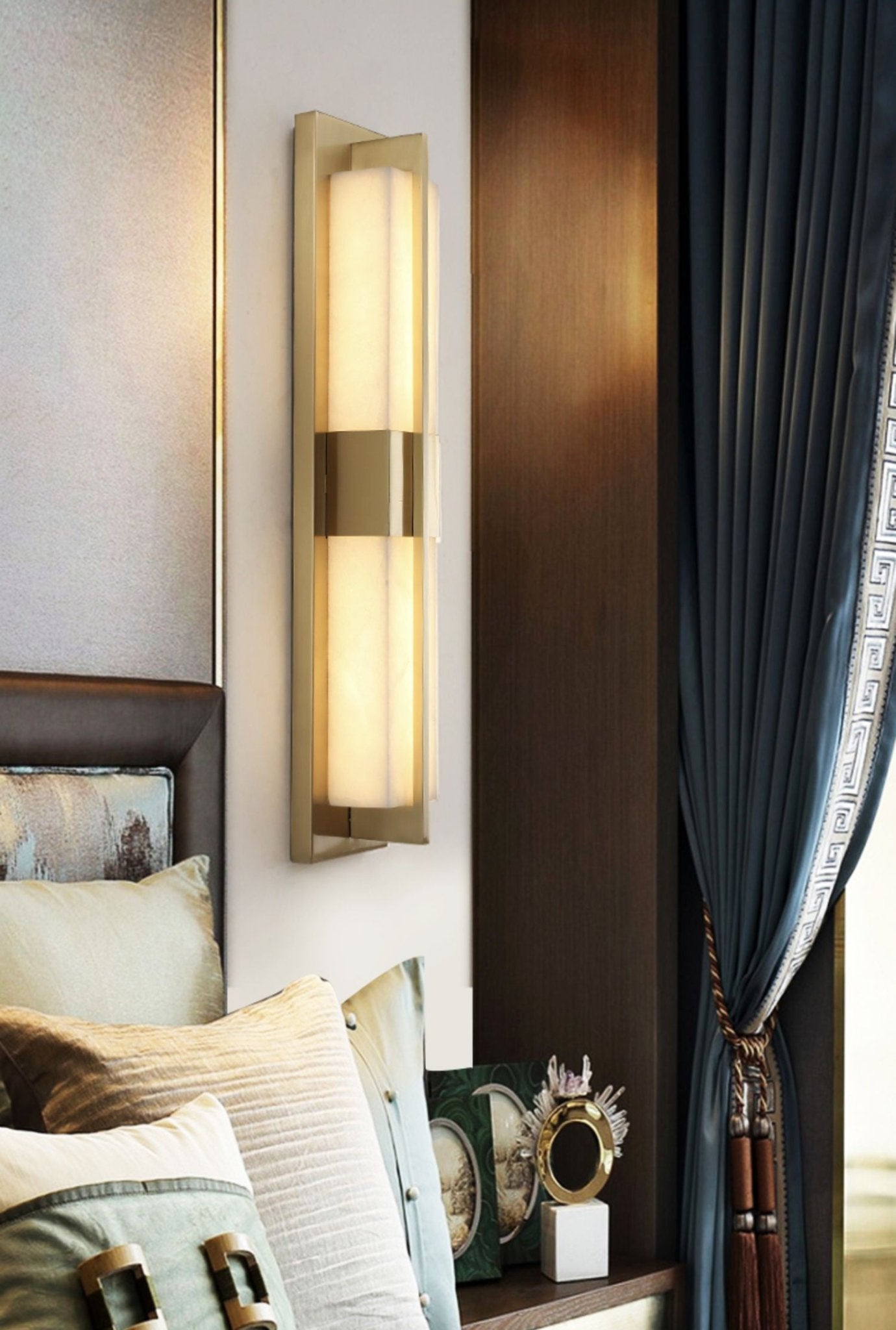 Caspian Alabaster Brass Wall Light - Letslighting