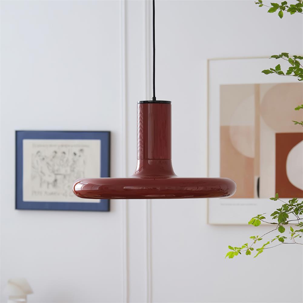 Pendant Lamp Aluminum Frisbee Red Industrial - Letslighting