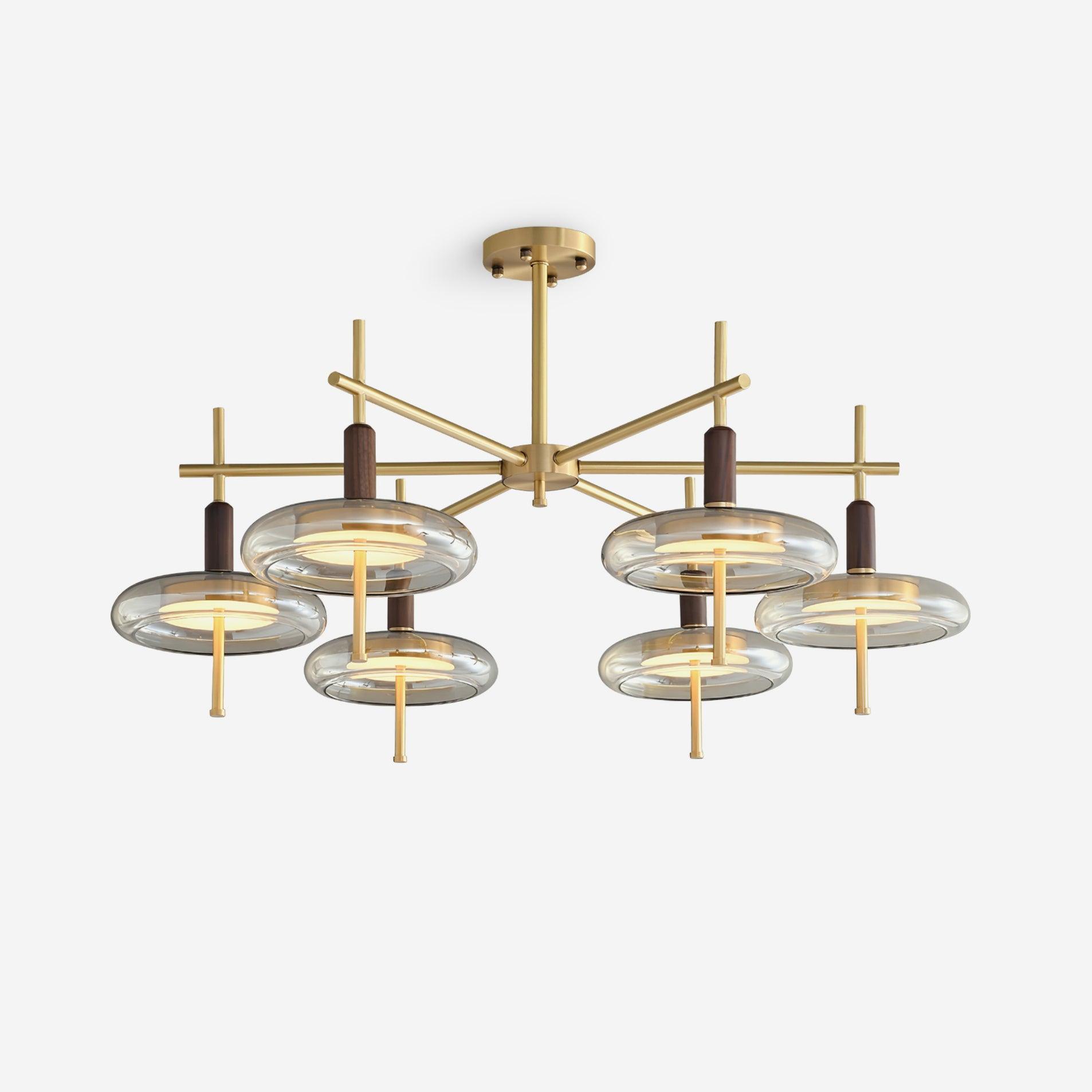 Redondo Chandelier Brass Glass LED - Letslighting