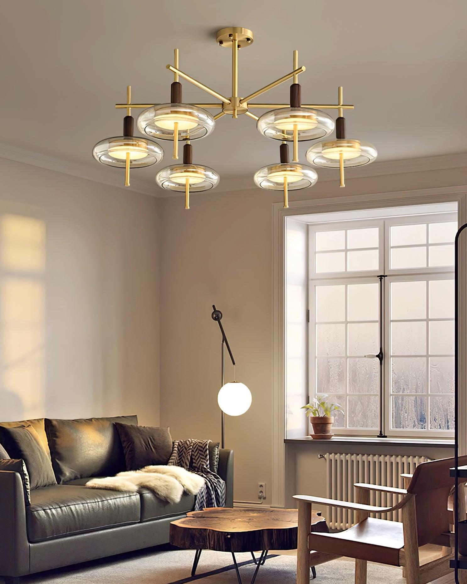 Redondo Chandelier Brass Glass LED Modern - Letslighting