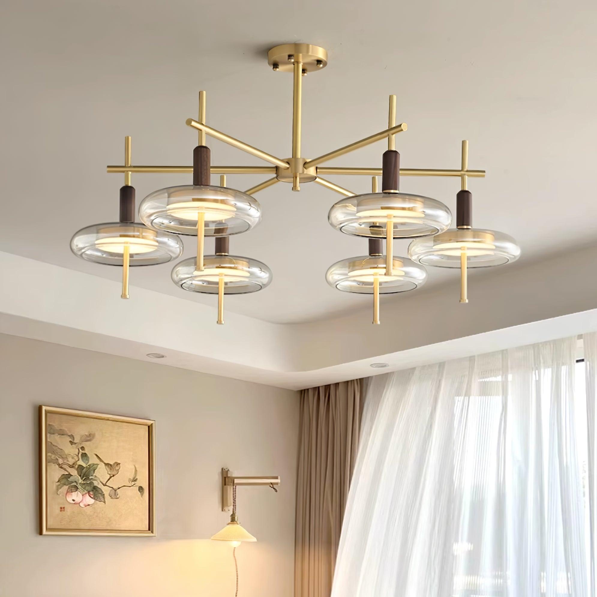 Redondo Chandelier Brass Glass LED - Letslighting