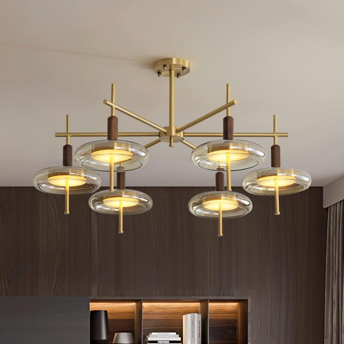Redondo Chandelier Brass Glass LED Modern - Letslighting