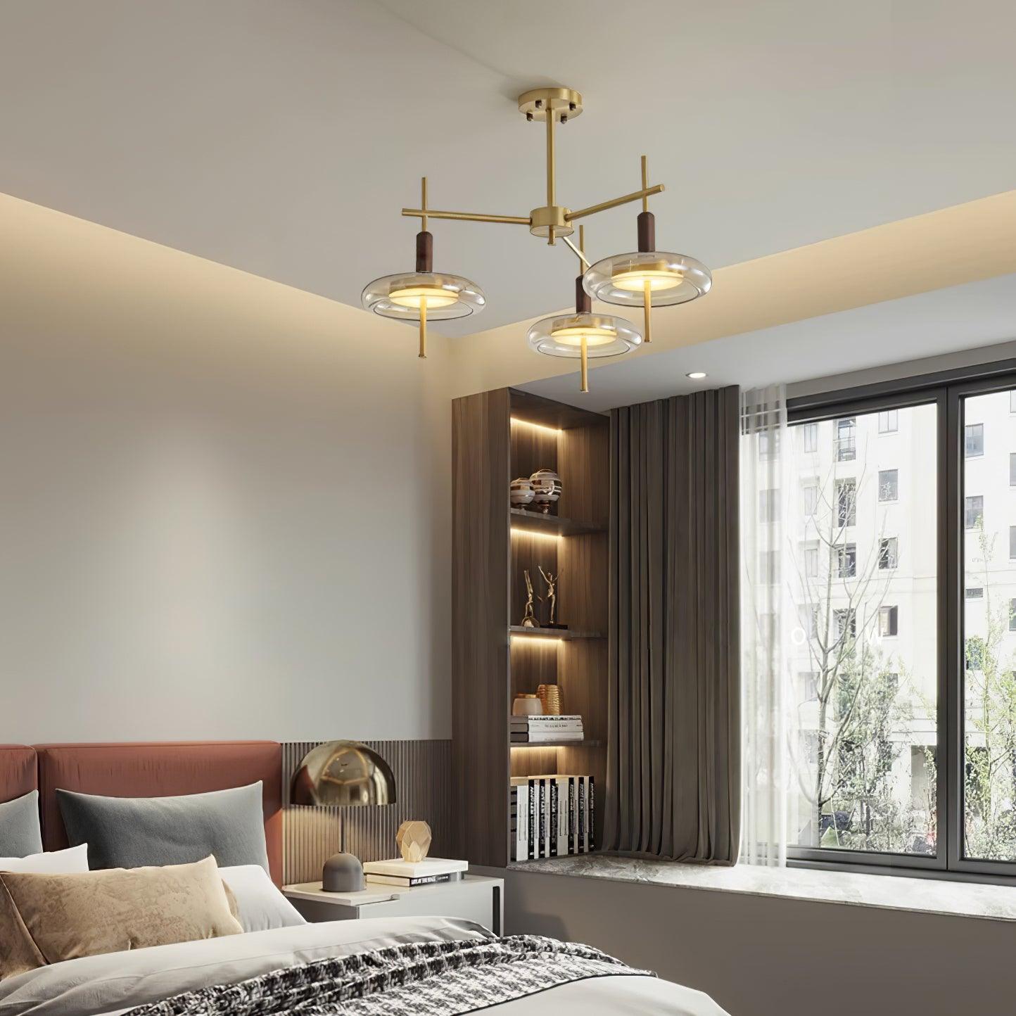 Redondo Chandelier Brass Glass LED Modern - Letslighting