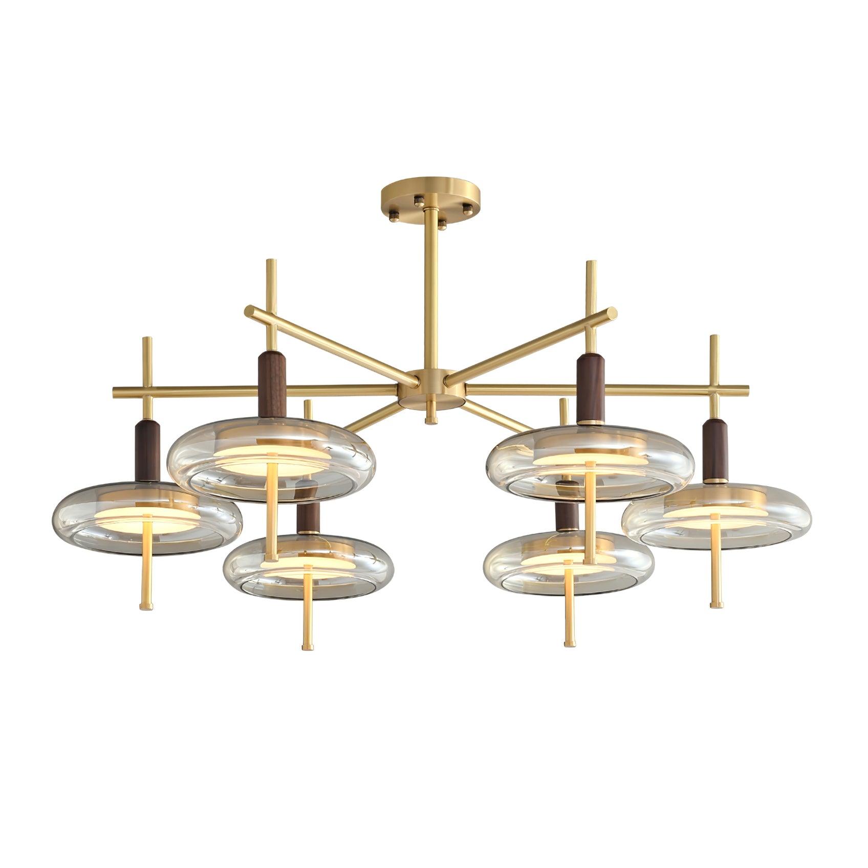 Redondo Chandelier Brass Glass LED - Letslighting