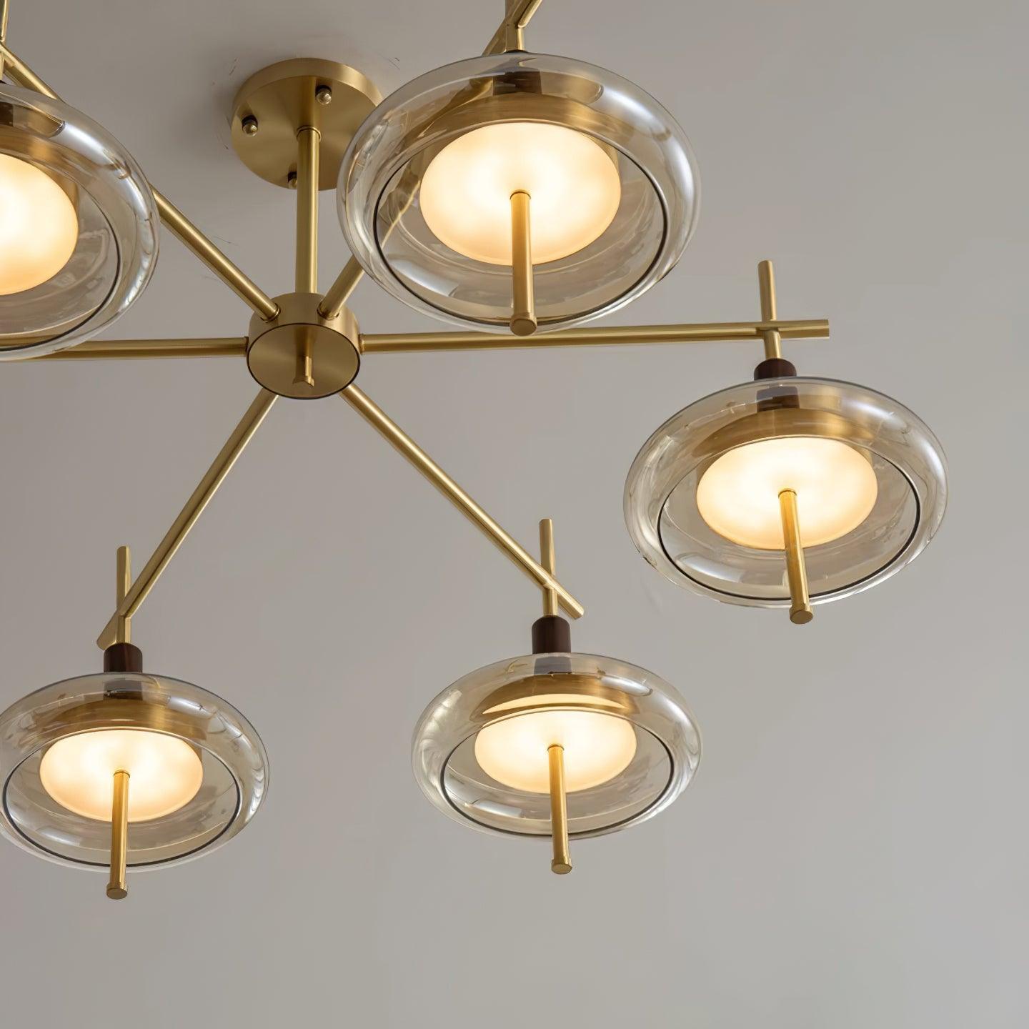 Redondo Chandelier Brass Glass LED Modern - Letslighting