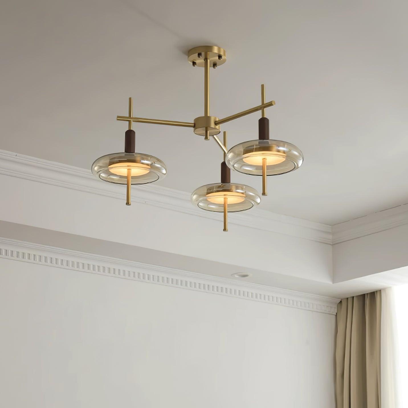 Redondo Chandelier Brass Glass LED Modern - Letslighting