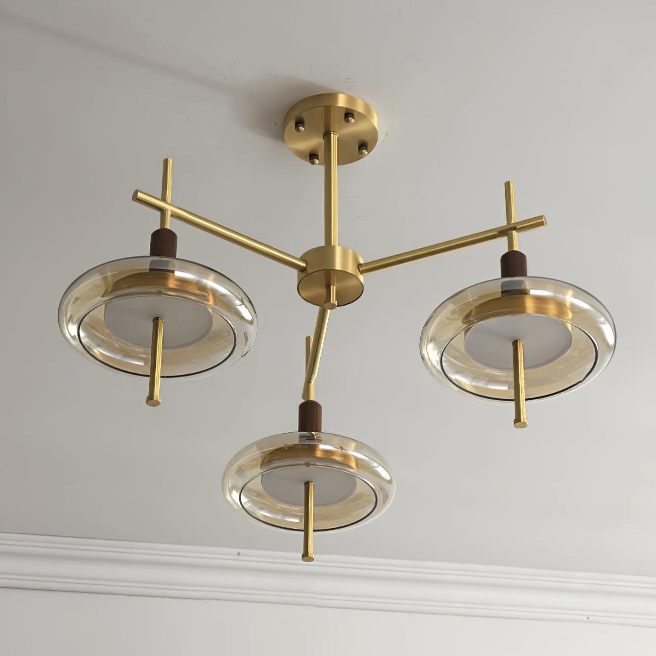 Redondo Chandelier Brass Glass LED Modern - Letslighting