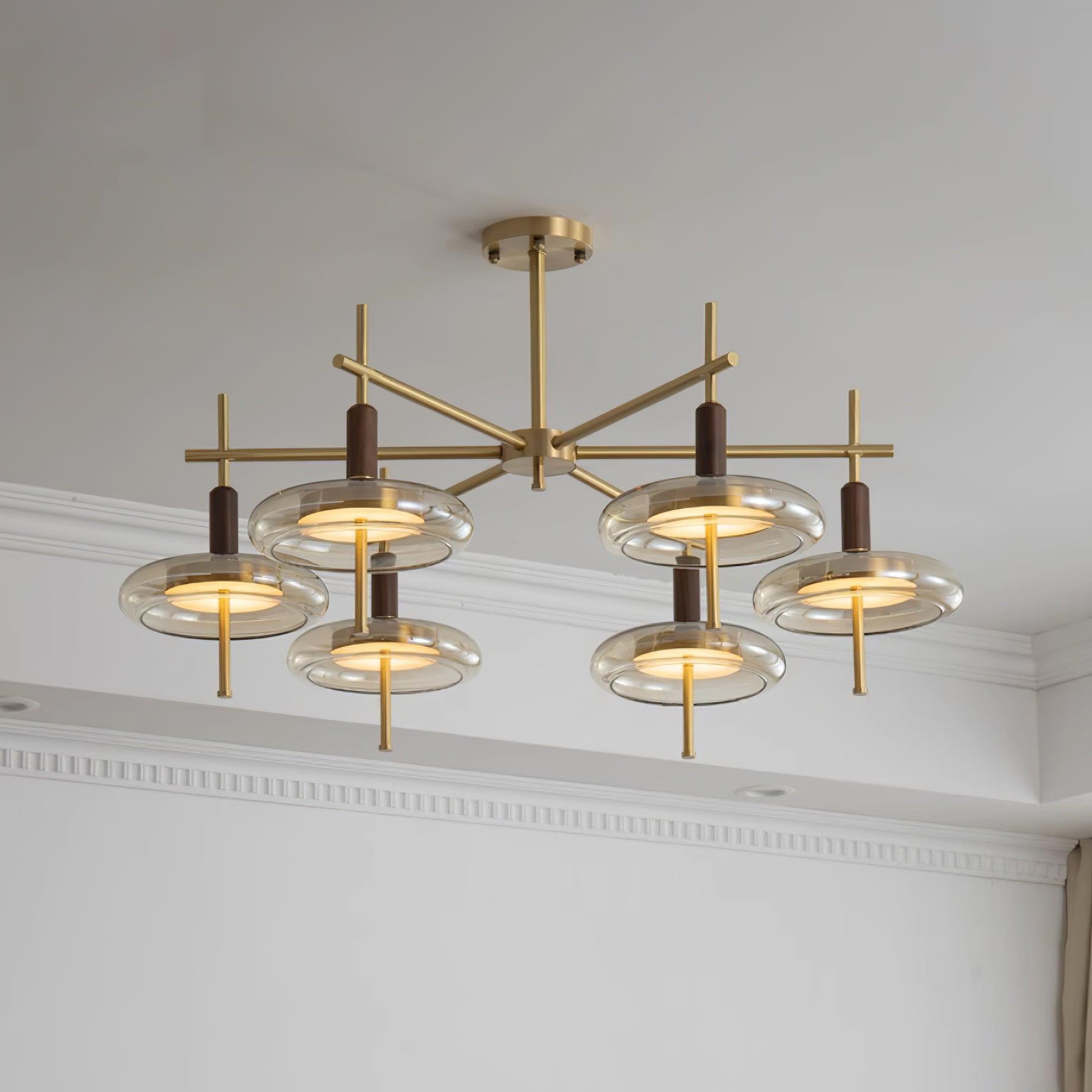 Redondo Chandelier Brass Glass LED Modern - Letslighting