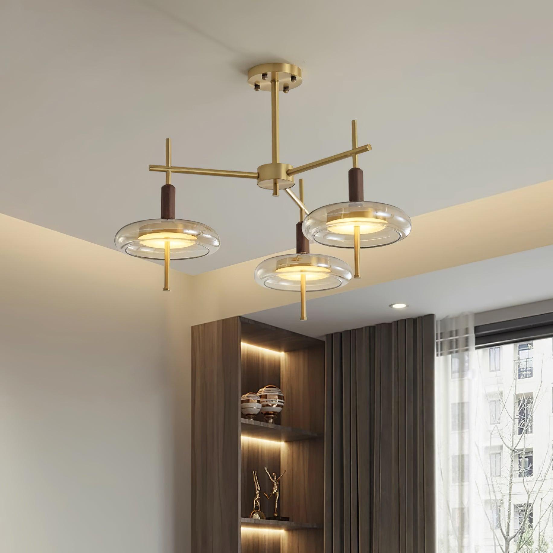 Redondo Chandelier Brass Glass LED Modern - Letslighting