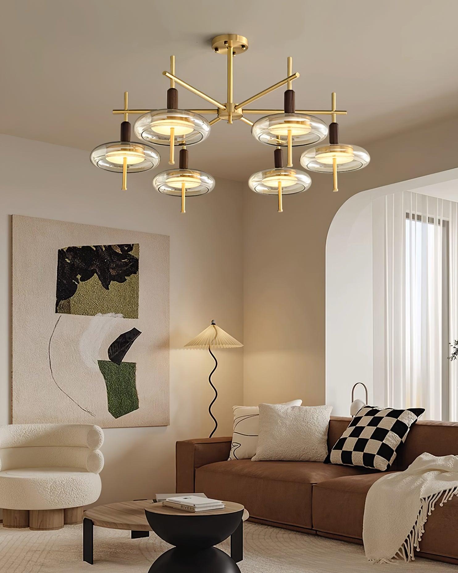 Redondo Chandelier Brass Glass LED Modern - Letslighting