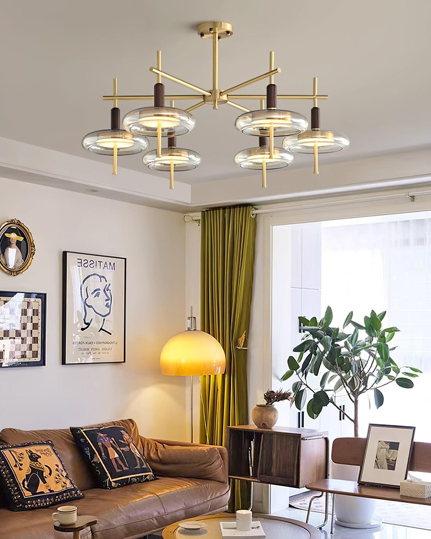 Redondo Chandelier Brass Glass LED Modern - Letslighting