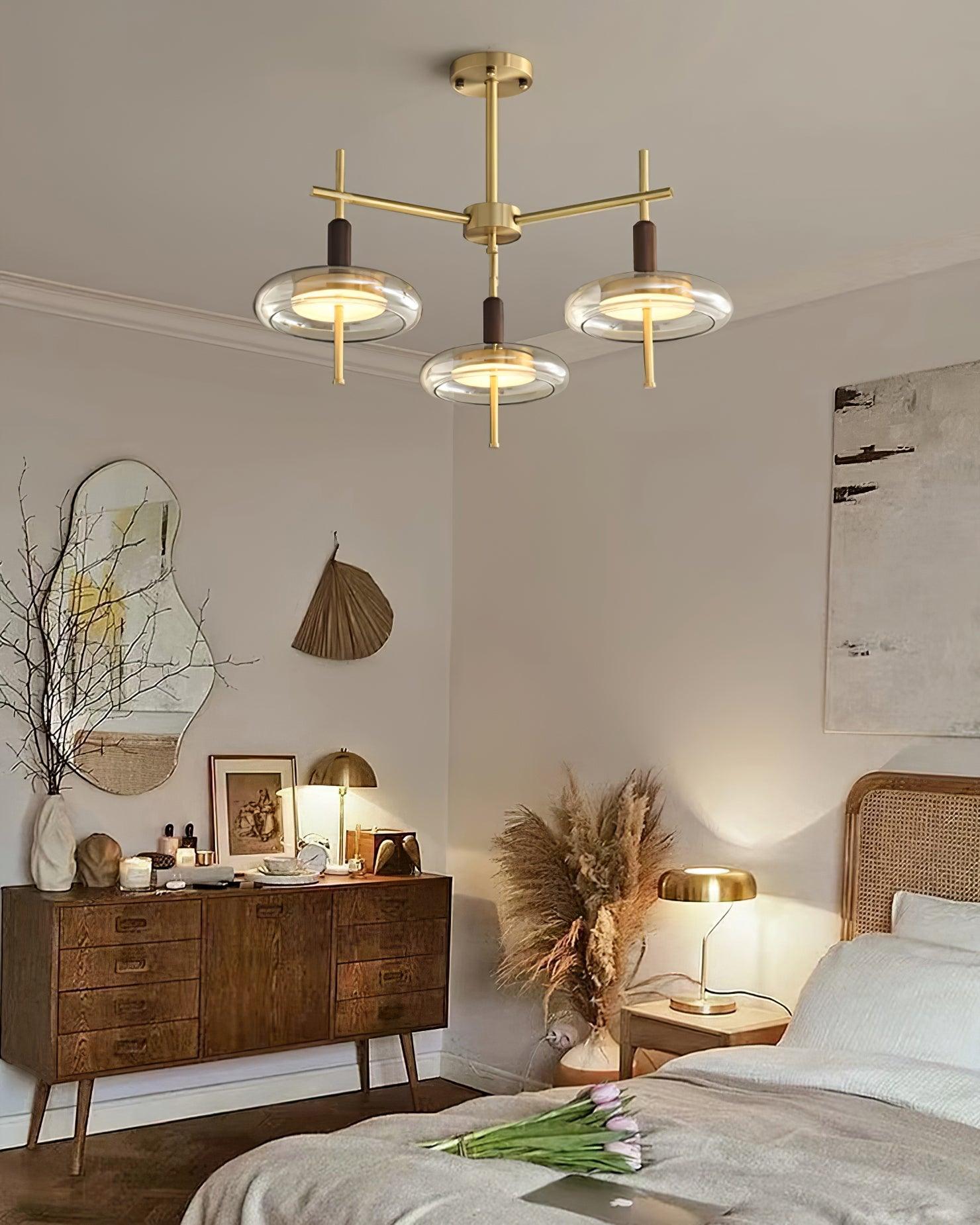 Redondo Chandelier Brass Glass LED Modern - Letslighting