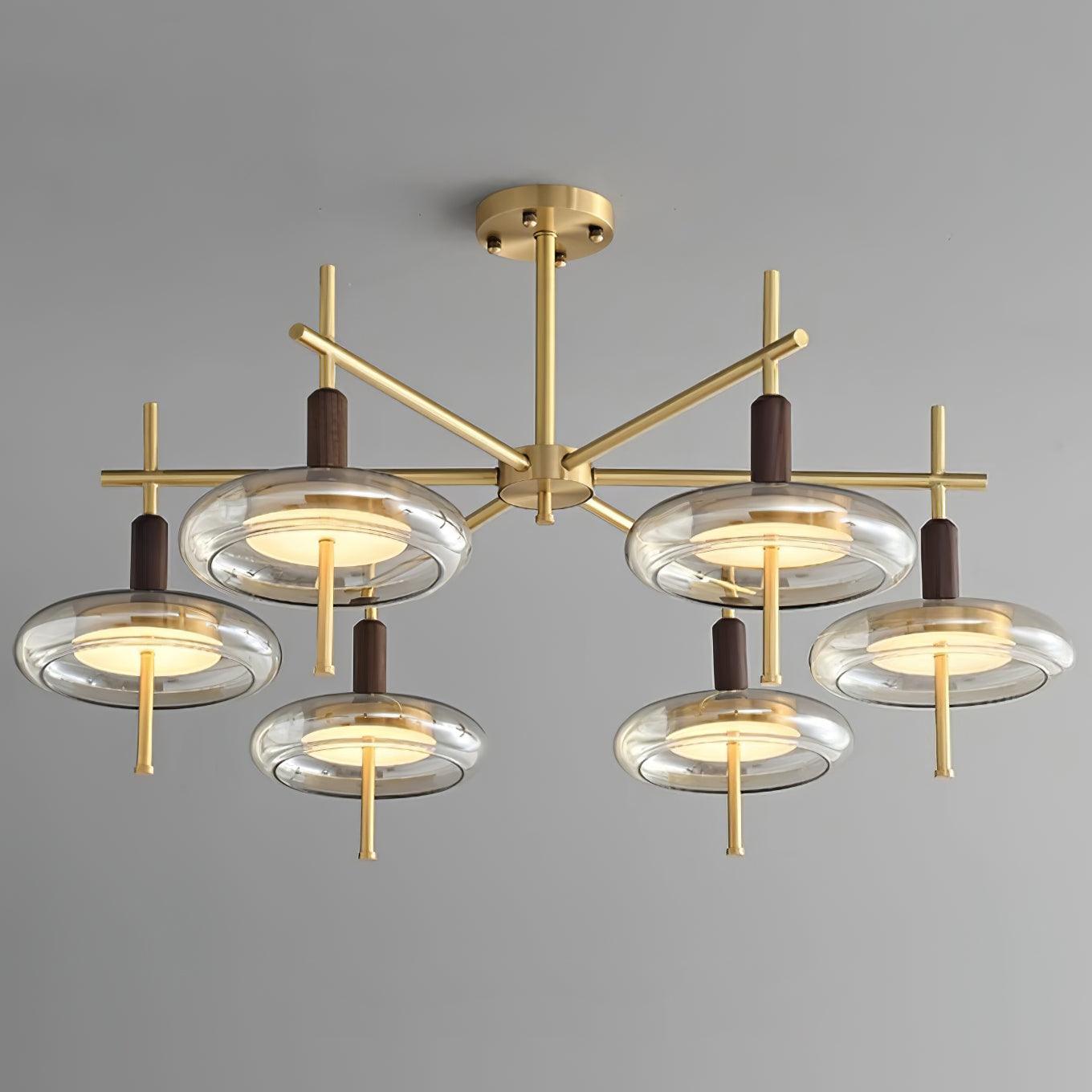 Redondo Chandelier Brass Glass LED Modern - Letslighting