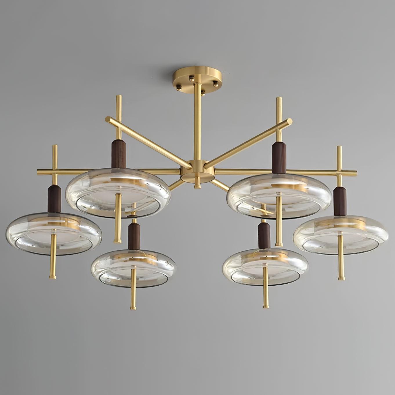 Redondo Chandelier Brass Glass LED Modern - Letslighting