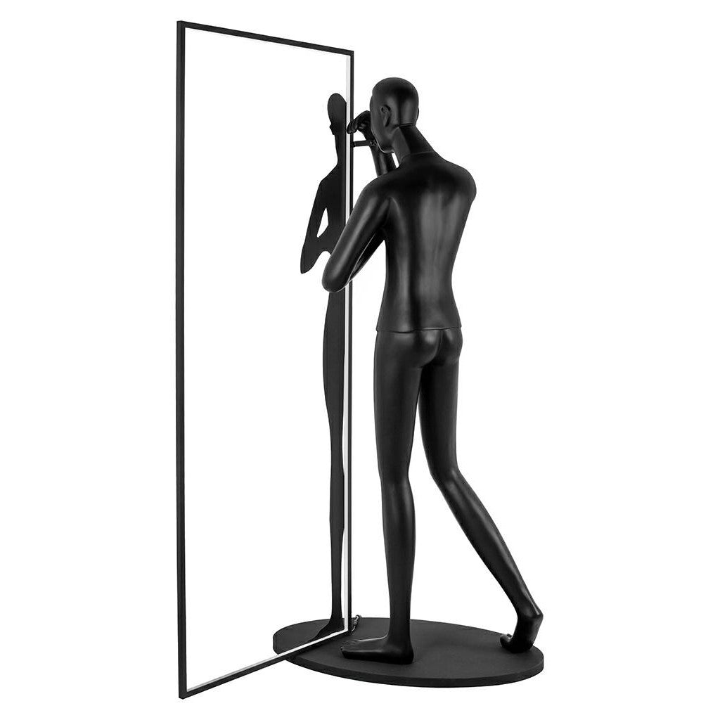 Onoryra Sculptural Black Metal Mirror Floor Lamp - Blowlighting