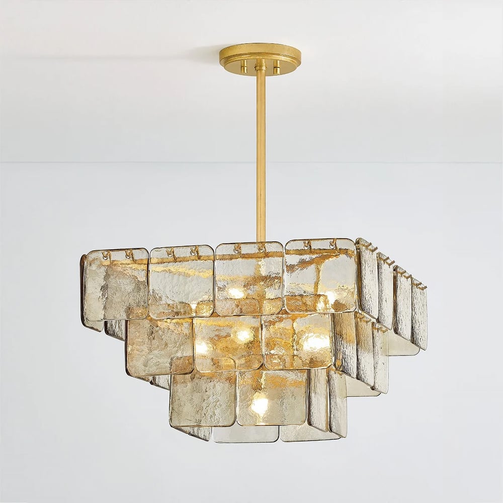Aurora Chandelier Champagne Piastre Glass Modern