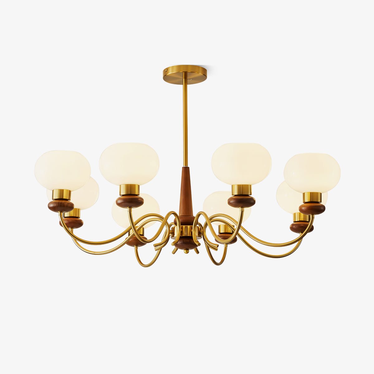 Lustra Chandelier Brass Wood Globe Classic - Letslighting
