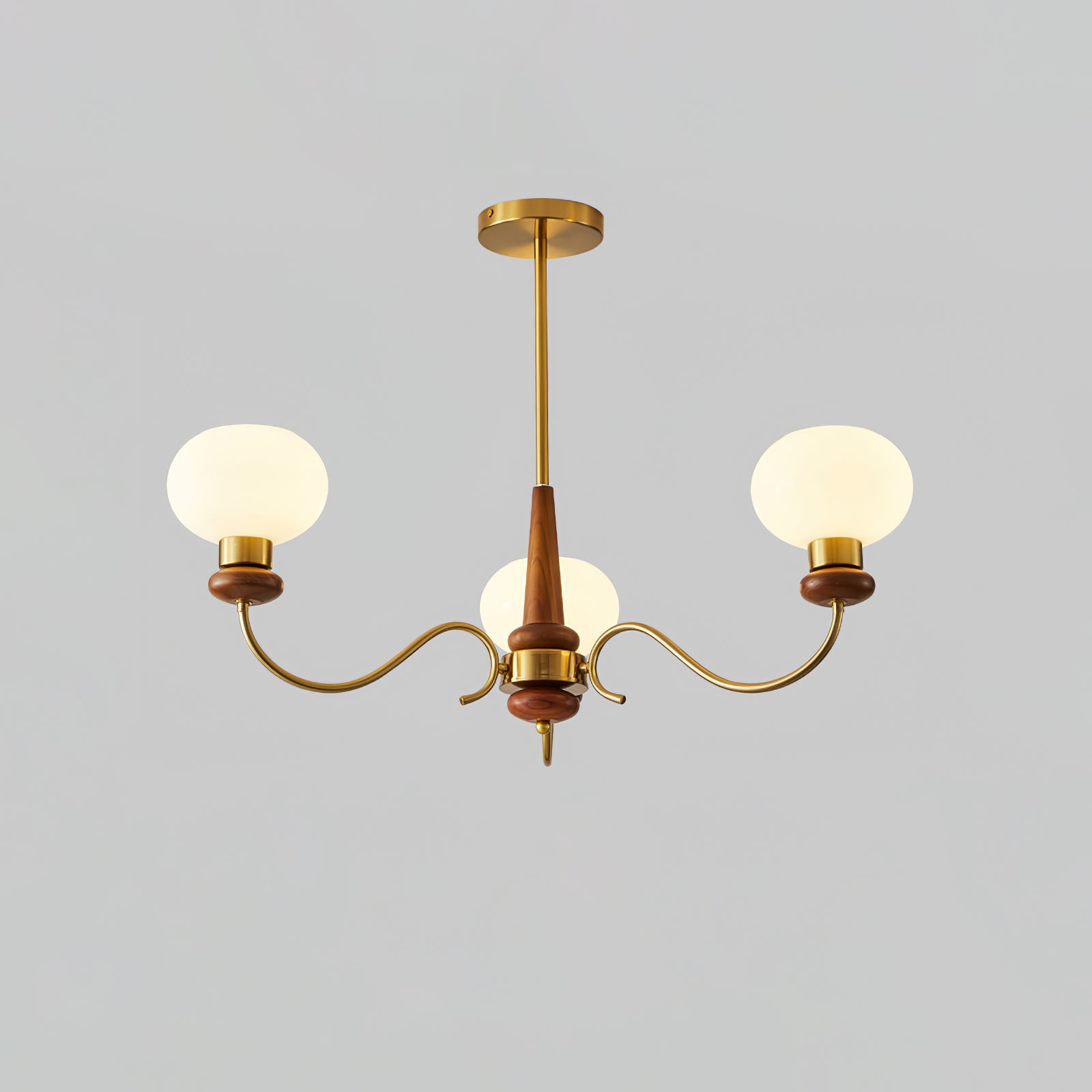 Lustra Chandelier Brass Wood Globe Classic - Letslighting