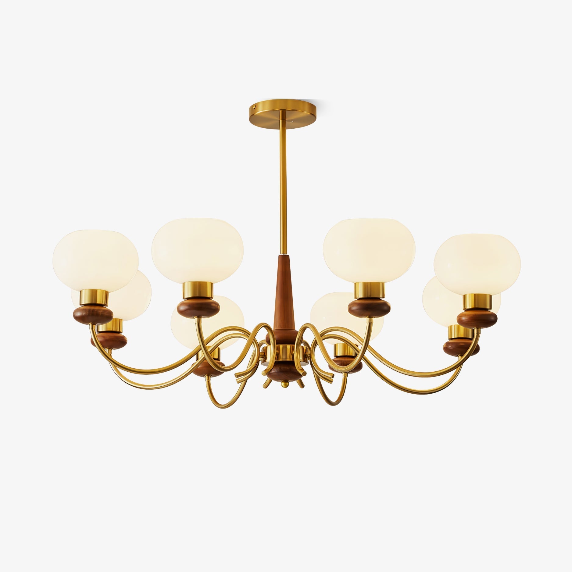 Lustra Chandelier Brass Wood Globe Classic - Letslighting