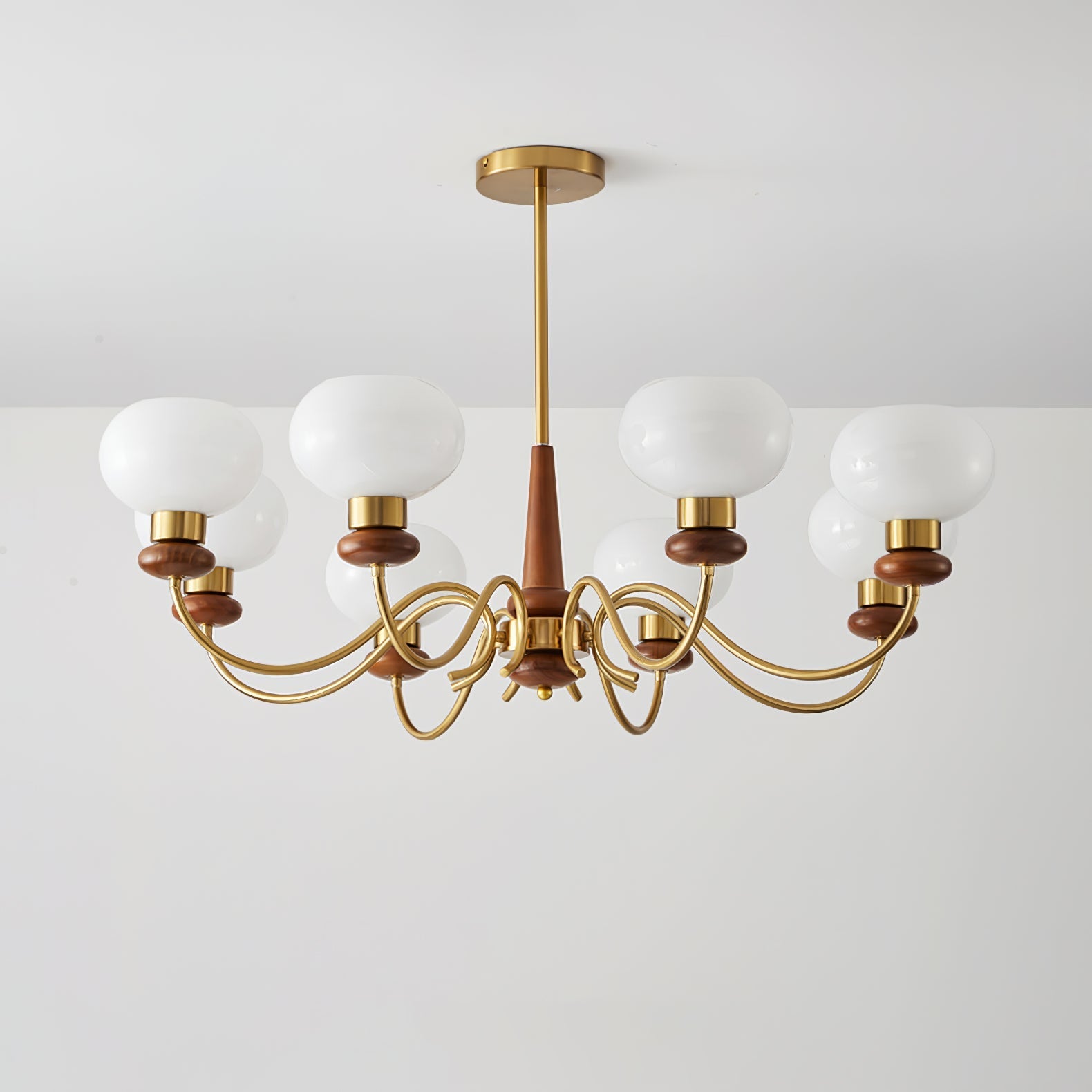 Lustra Chandelier Brass Wood Globe Classic - Letslighting
