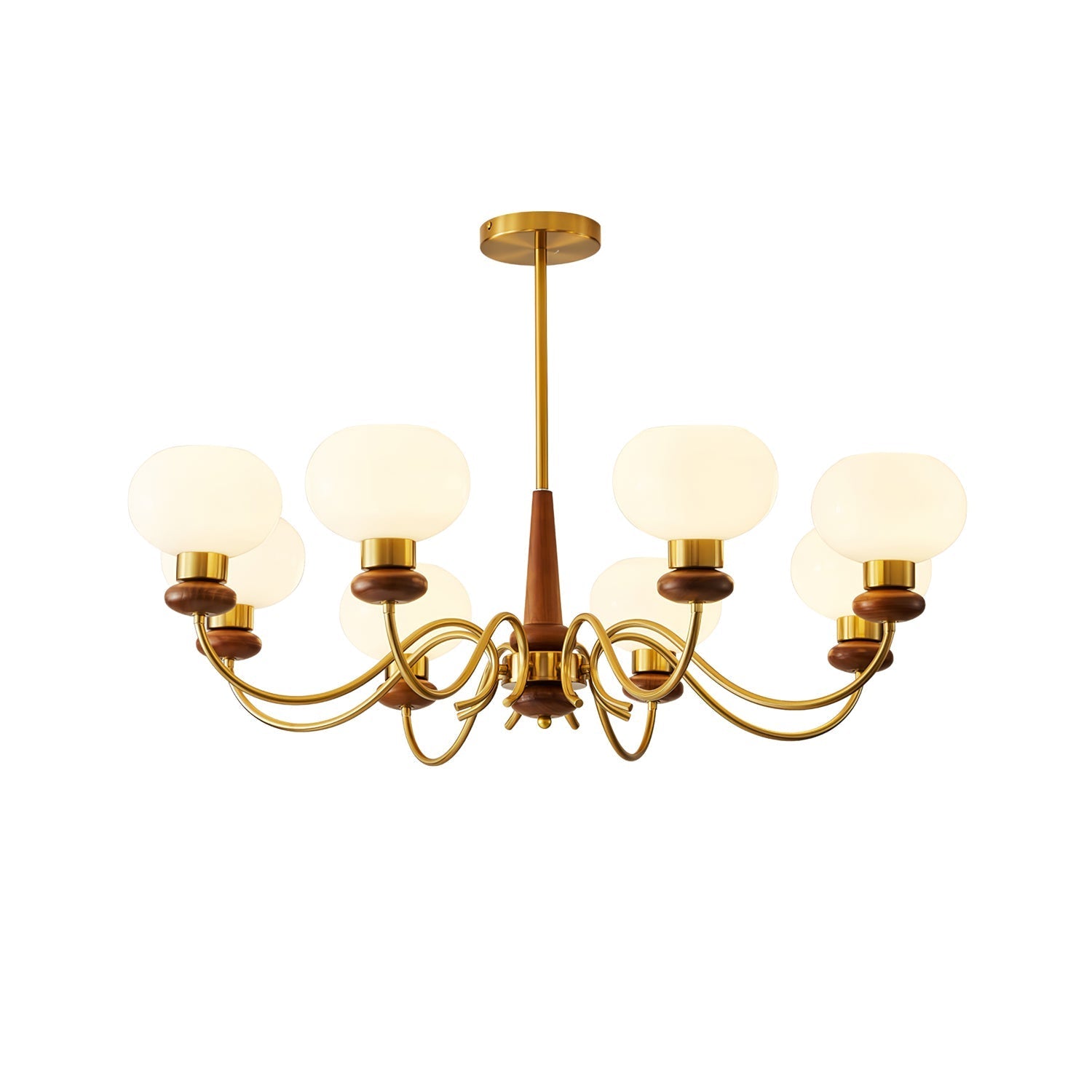 Lustra Chandelier Brass Wood Globe Classic - Letslighting