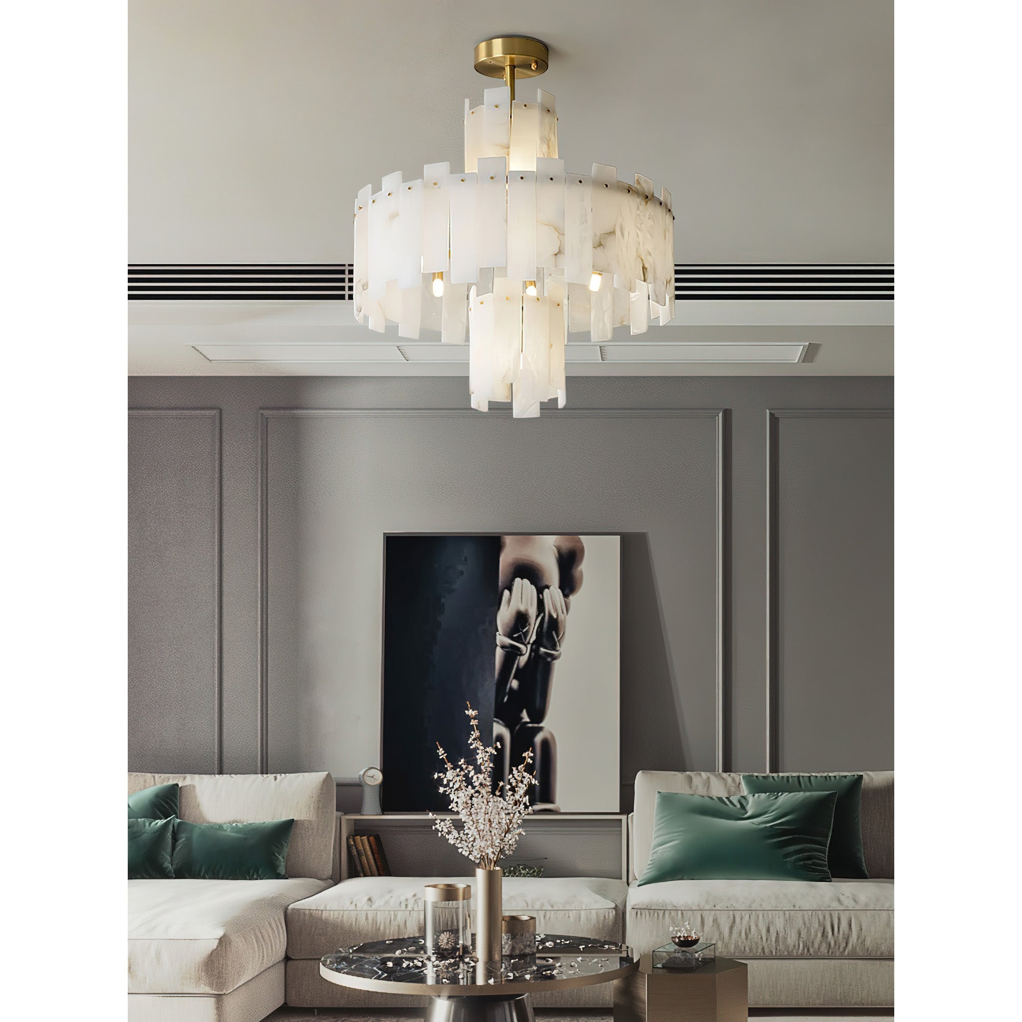 Zosolia Postmodern Luxury Brass Alabaster Chandelier - Letslighting