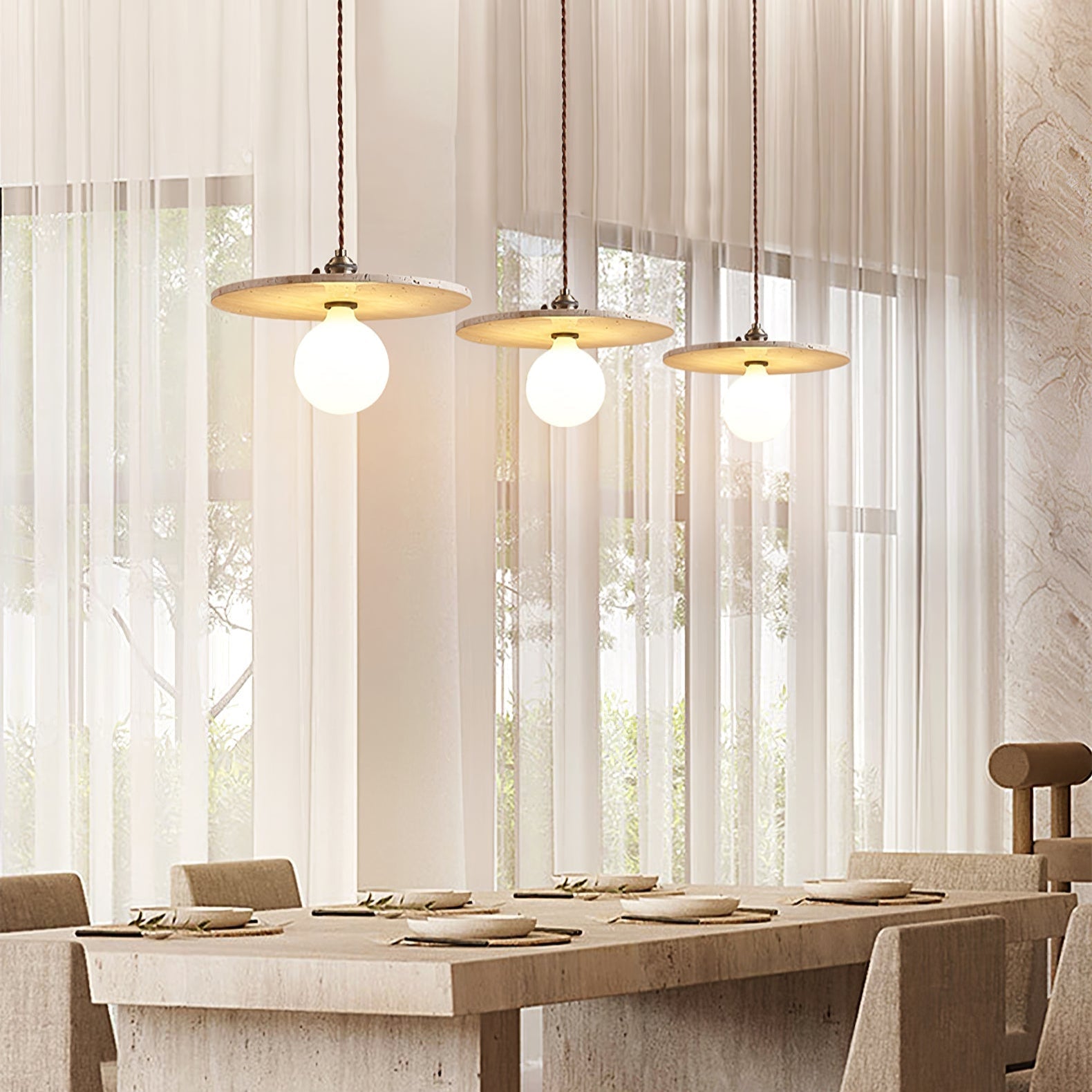 Nico Minimalist Travertine Pendant Light