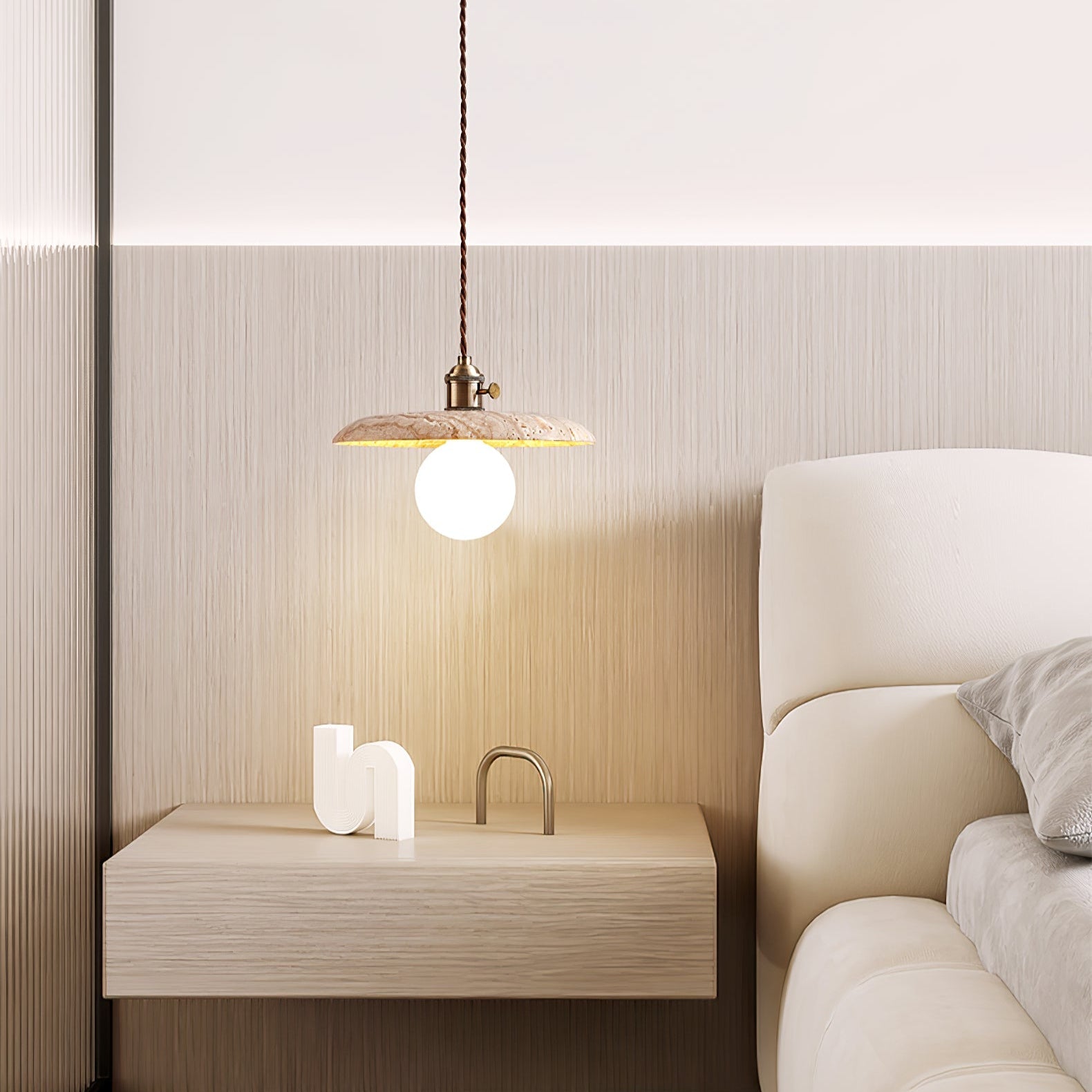 Nico Minimalist Travertine Pendant Light