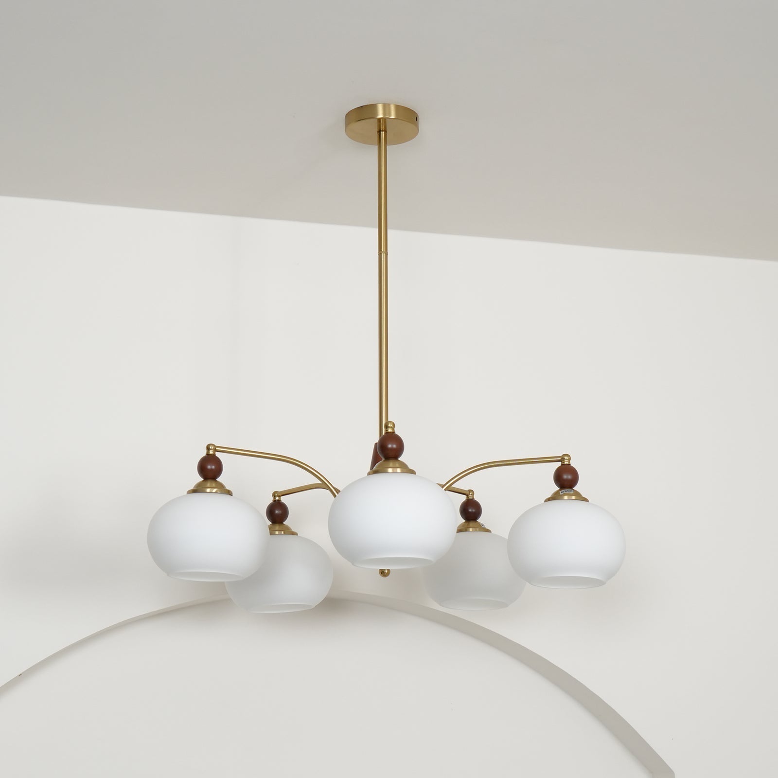 Lustra Pendant Lamp Retro Yellow Glass Brass - Letslighting