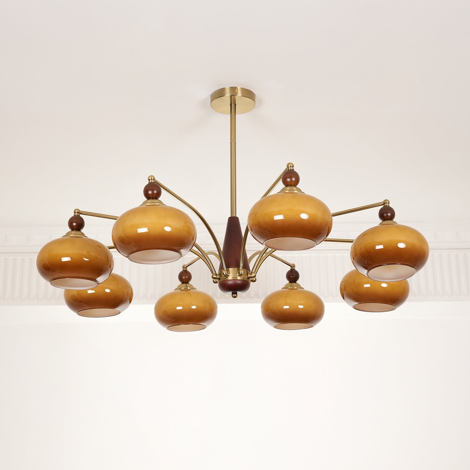 Lustra Pendant Lamp Retro Yellow Glass Brass - Letslighting