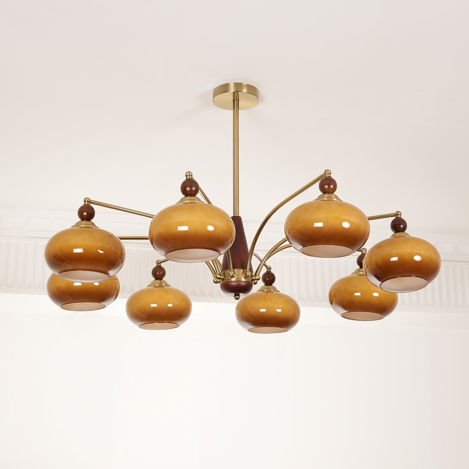 Lustra Pendant Lamp Retro Yellow Glass Brass - Letslighting