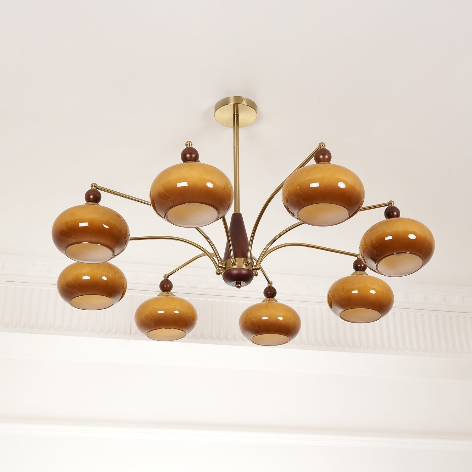 Lustra Pendant Lamp Retro Yellow Glass Brass - Letslighting