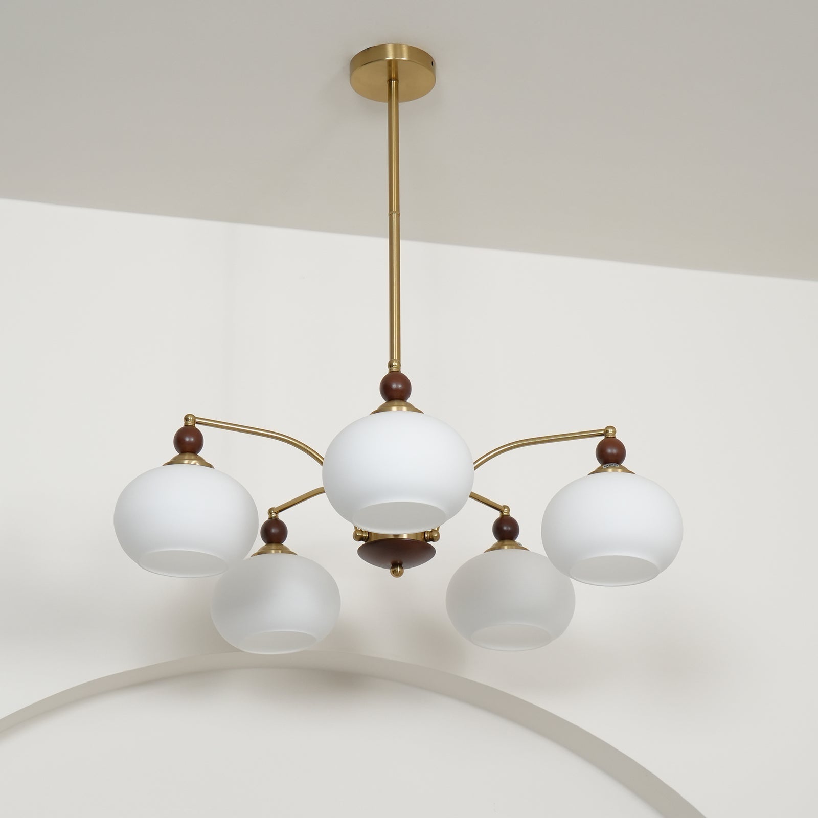 Lustra Pendant Lamp Retro Yellow Glass Brass - Letslighting
