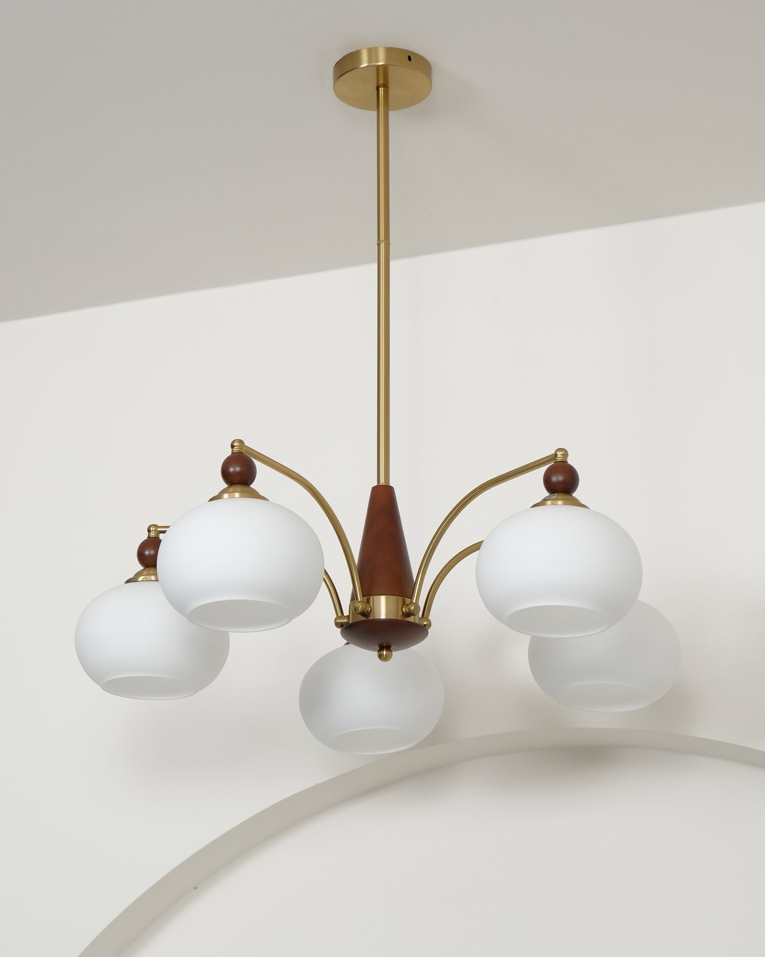 Lustra Pendant Lamp Retro Yellow Glass Brass - Letslighting
