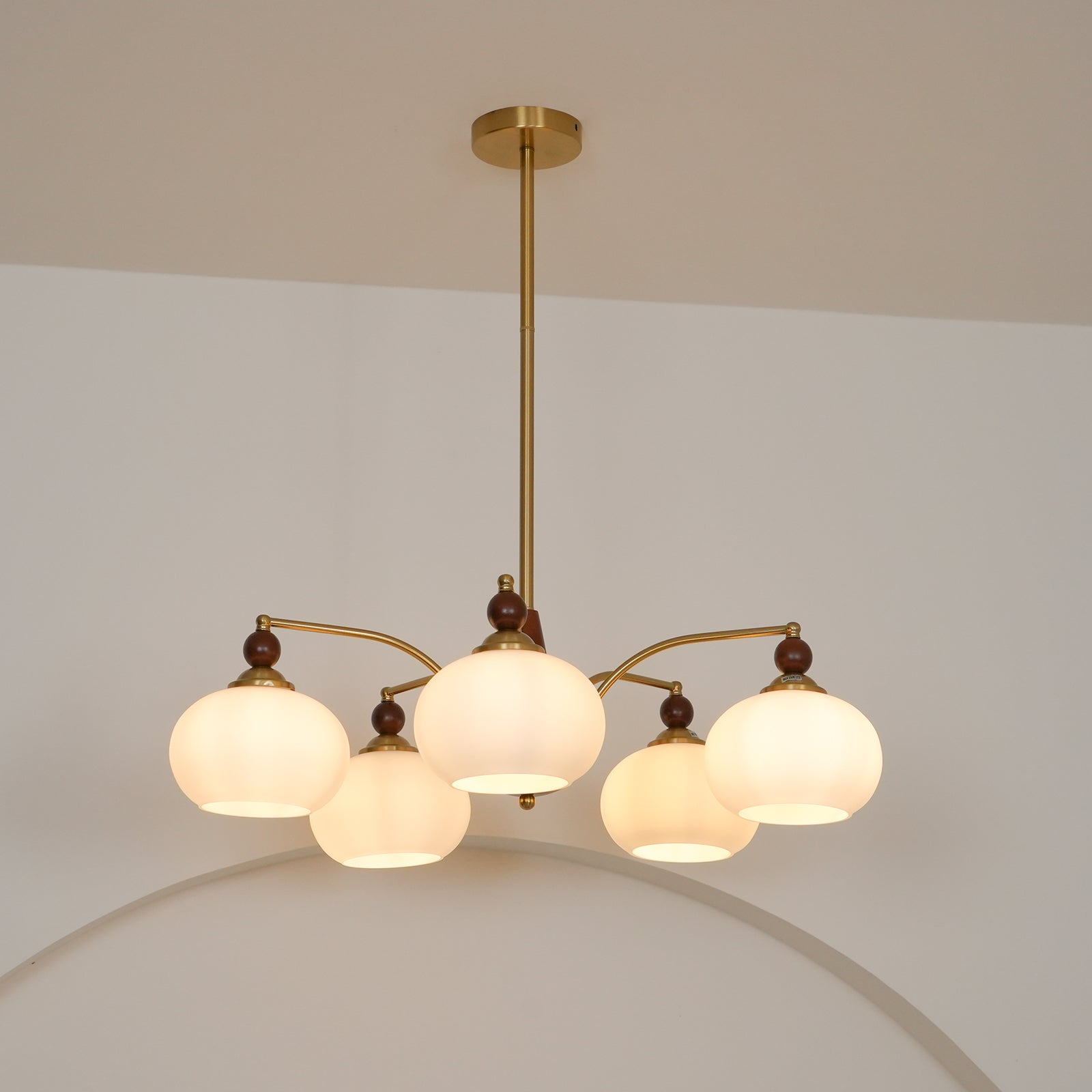 Lustra Pendant Lamp Retro Yellow Glass Brass - Letslighting