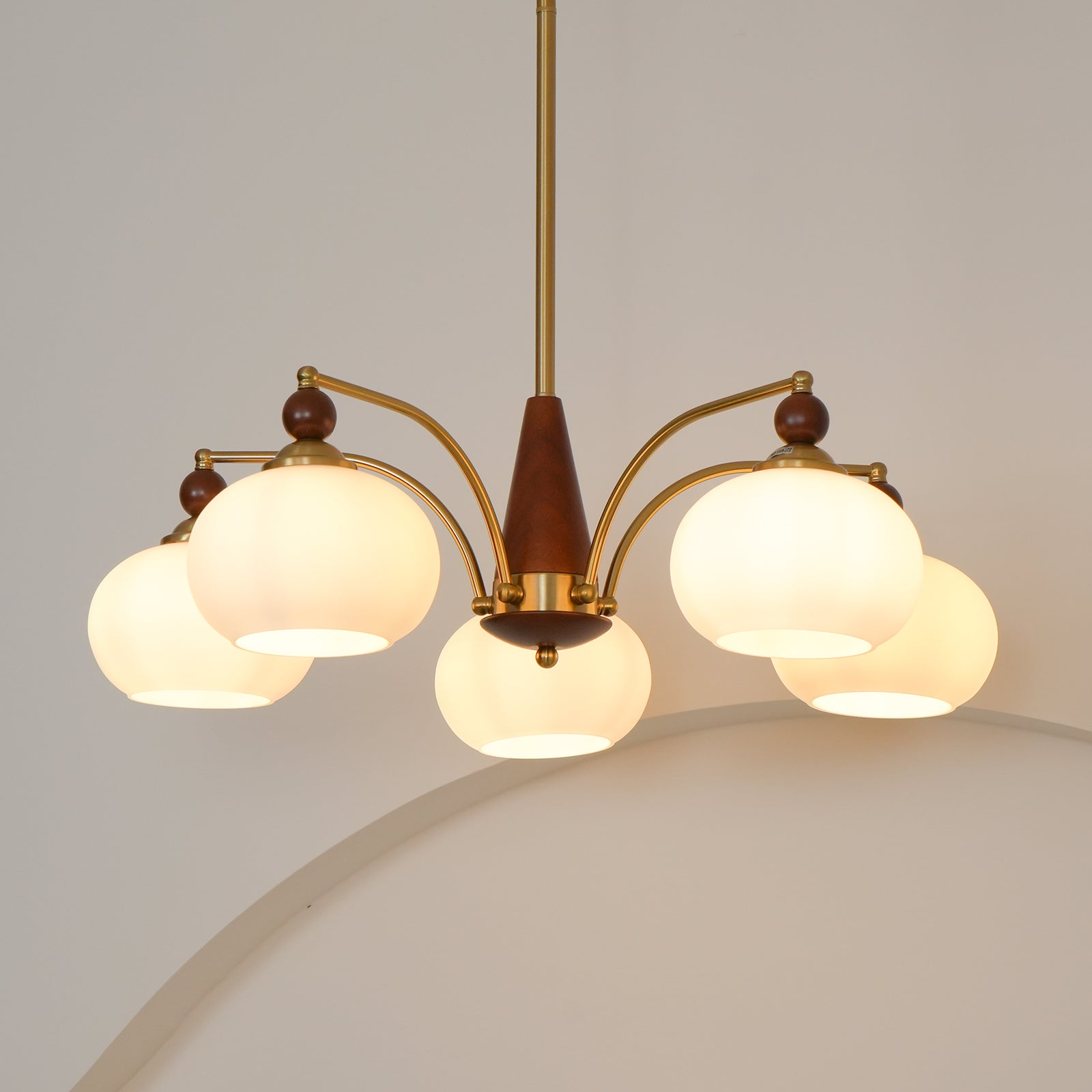 Lustra Pendant Lamp Retro Yellow Glass Brass - Letslighting