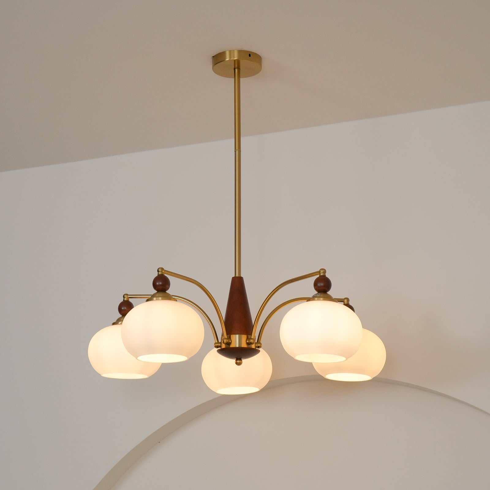 Lustra Pendant Lamp Retro Yellow Glass Brass - Letslighting