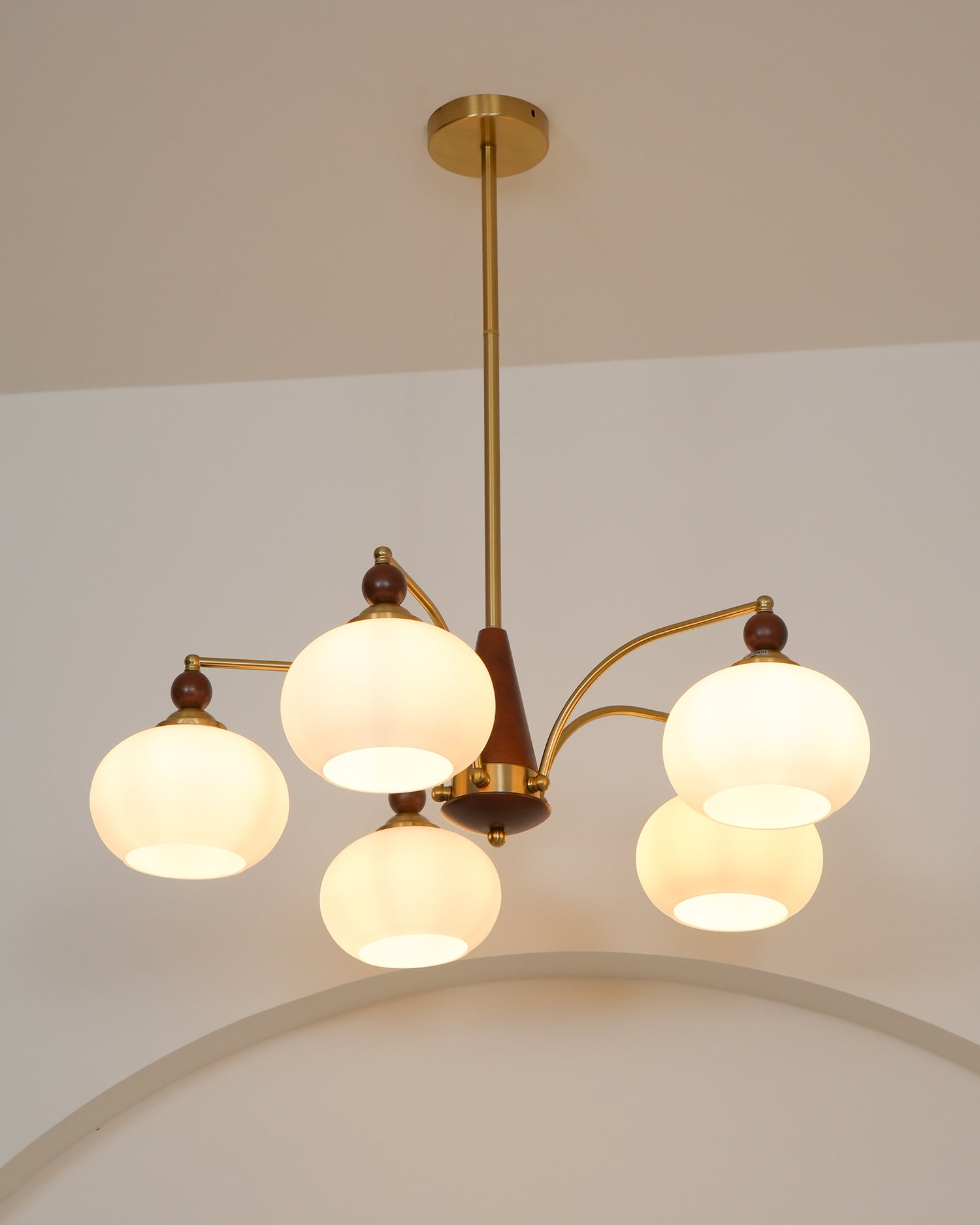 Lustra Pendant Lamp Retro Yellow Glass Brass - Letslighting