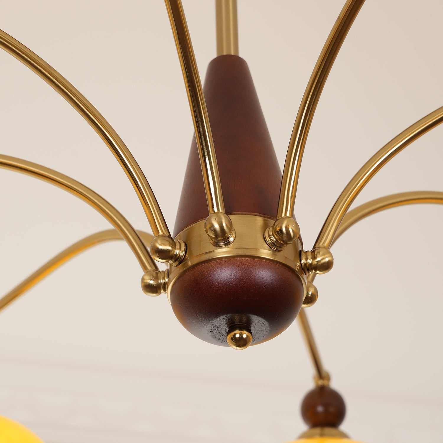 Lustra Pendant Lamp Retro Yellow Glass Brass - Letslighting