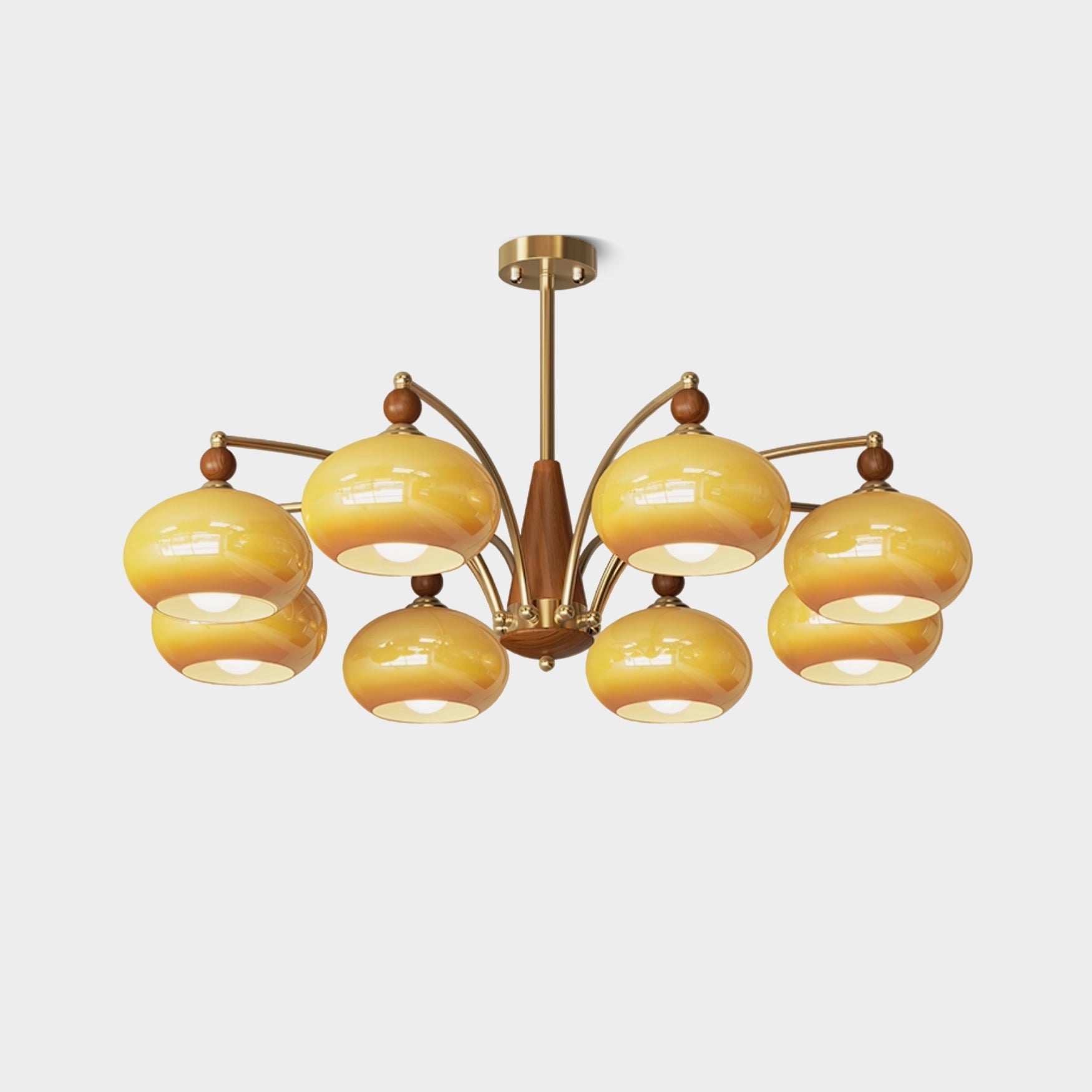 Lustra Pendant Lamp Retro Yellow Glass Brass - Letslighting