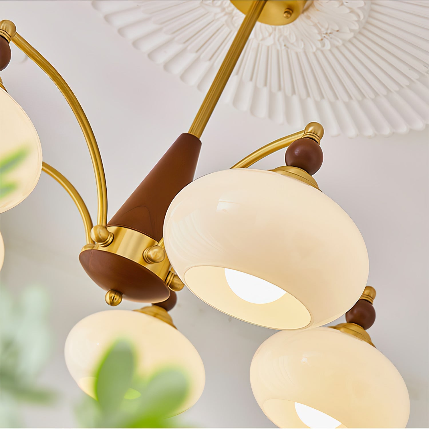 Lustra Pendant Lamp Retro Yellow Glass Brass - Letslighting