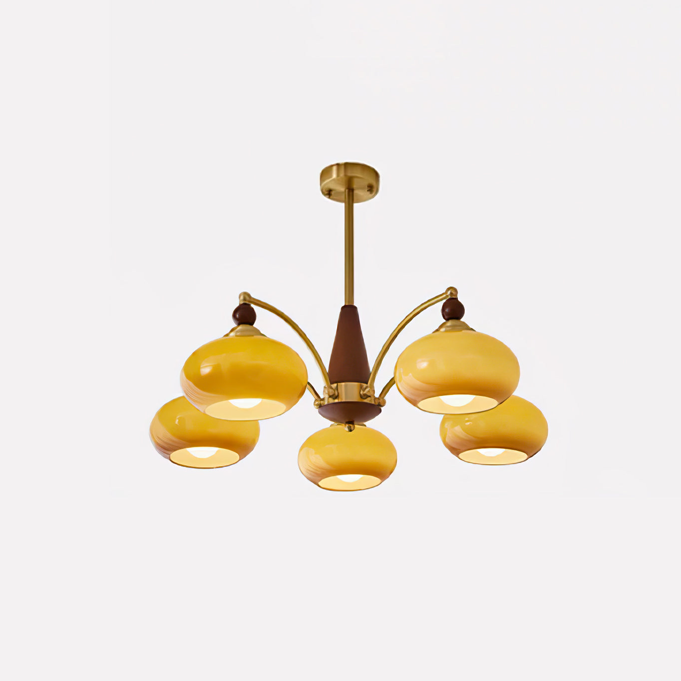 Lustra Pendant Lamp Retro Yellow Glass Brass - Letslighting