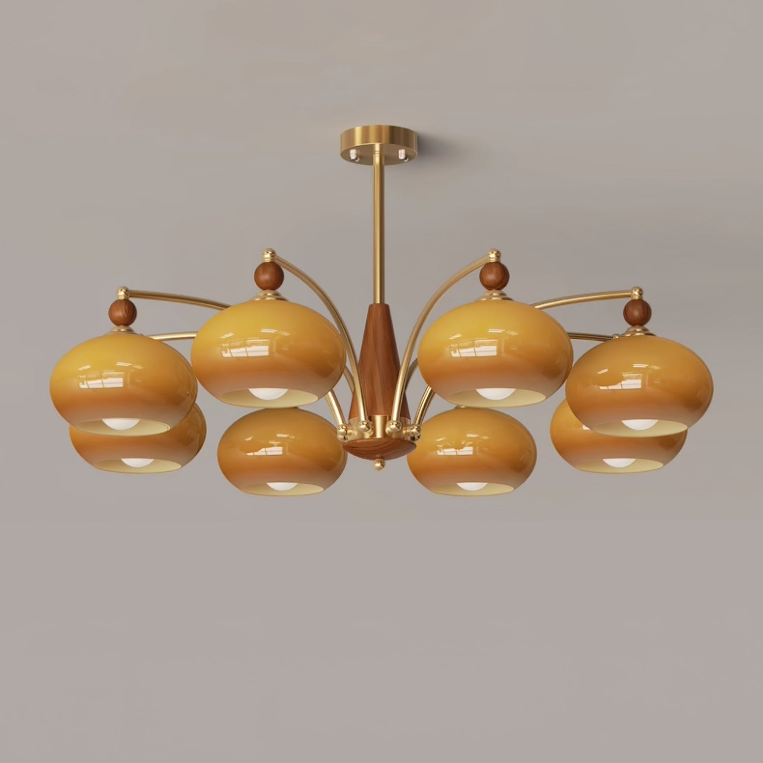 Lustra Pendant Lamp Retro Yellow Glass Brass - Letslighting