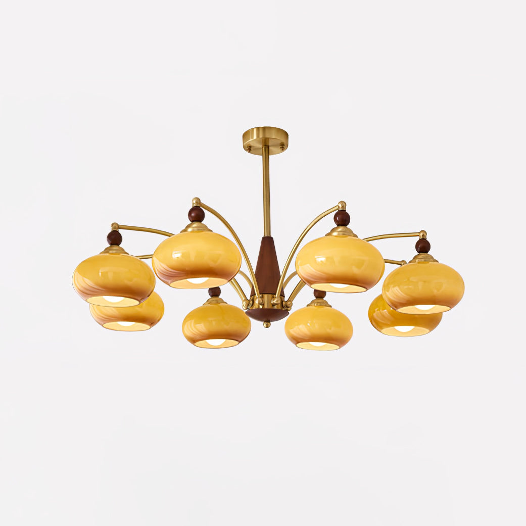 Lustra Pendant Lamp Retro Yellow Glass Brass - Letslighting