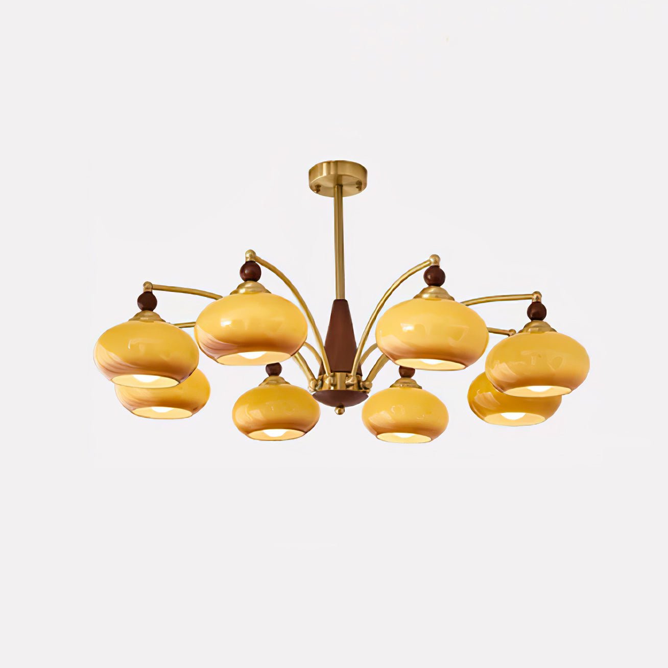 Lustra Pendant Lamp Retro Yellow Glass Brass - Letslighting