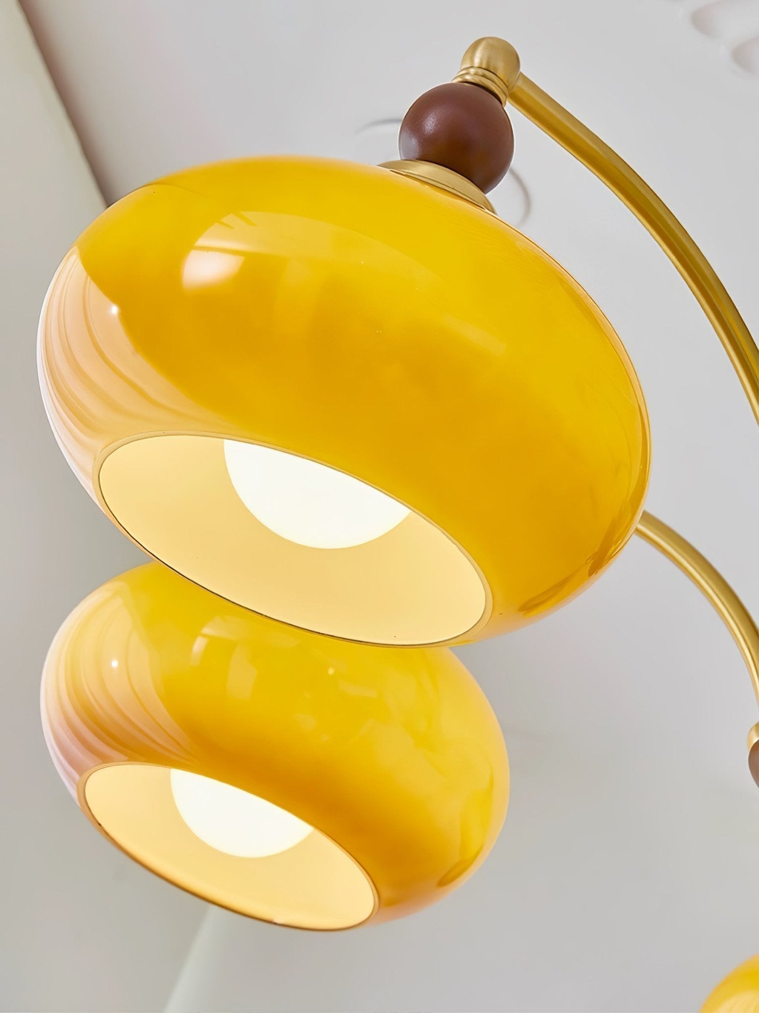 Lustra Pendant Lamp Retro Yellow Glass Brass - Letslighting