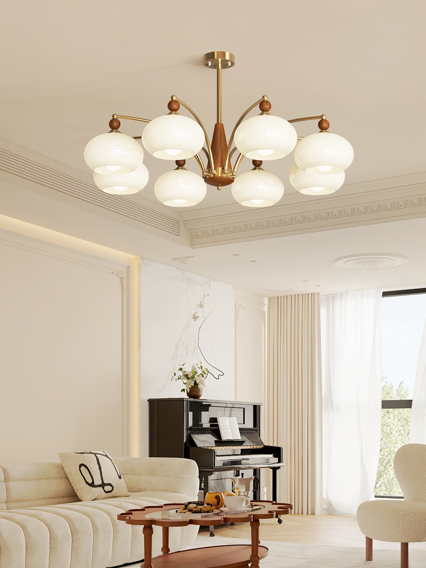 Lustra Pendant Lamp Retro Yellow Glass Brass - Letslighting