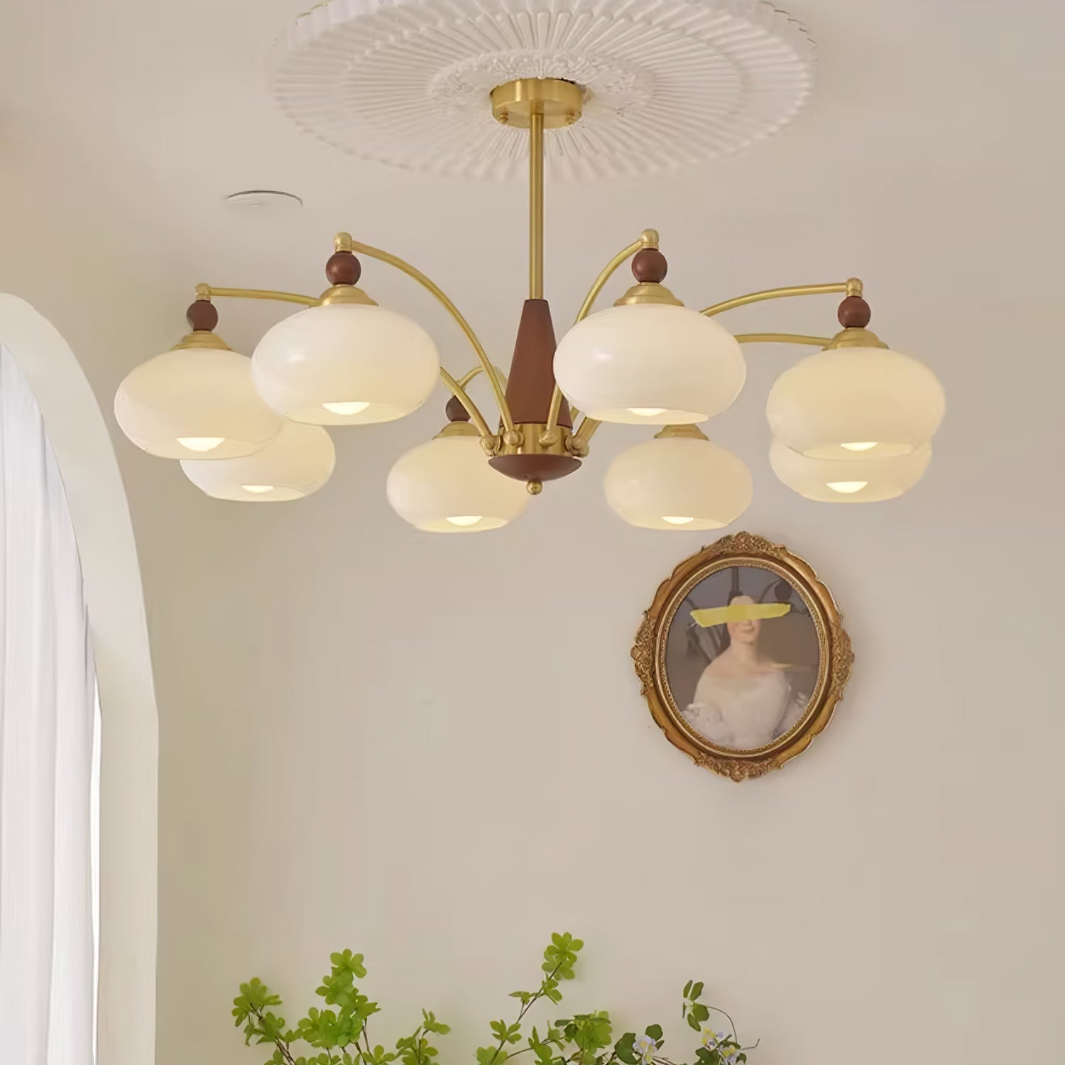 Lustra Pendant Lamp Retro Yellow Glass Brass - Letslighting