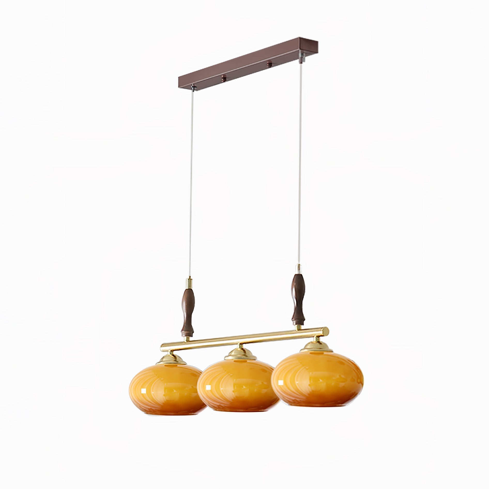 Lustra Pendant Lamp Retro Yellow Glass Brass - Letslighting