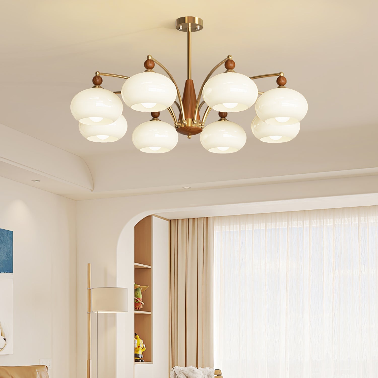 Lustra Pendant Lamp Retro Yellow Glass Brass - Letslighting